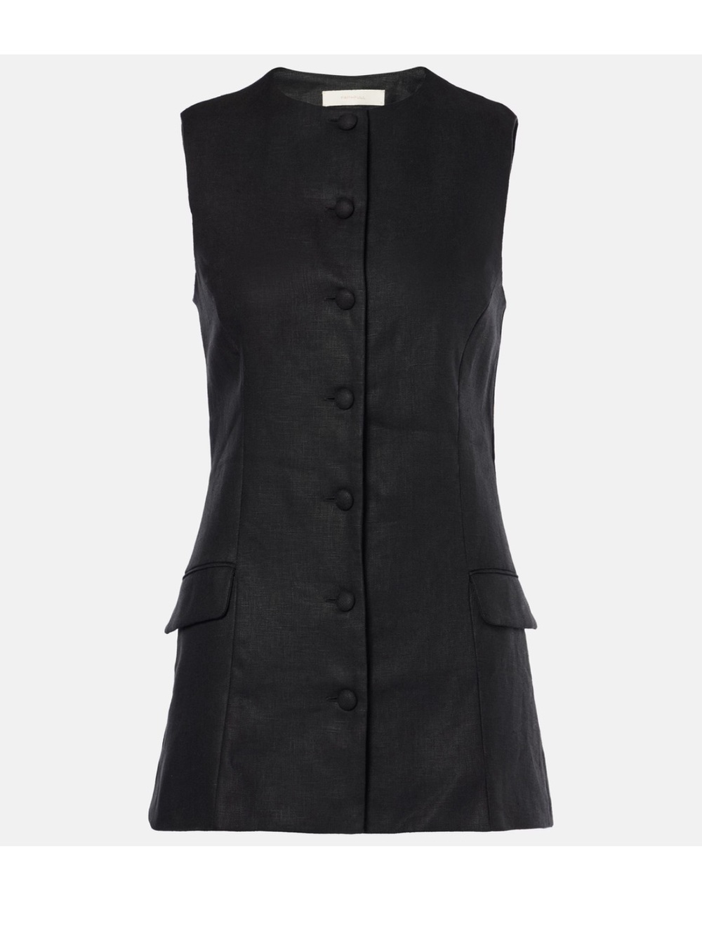 Black Faithfull Jane Linen Vest Size 6 - Picture 5 of 9